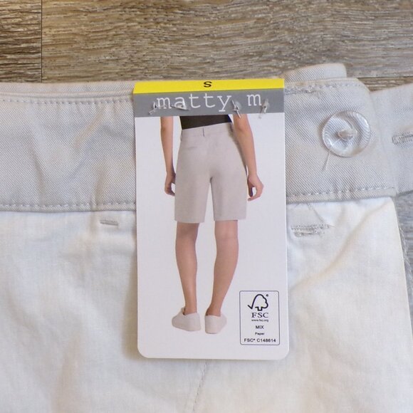 MATTY M 2 Pair Women's NWT Bermuda Shorts Flat Front Navy Blue & Beige Sm - Picture 9 of 9